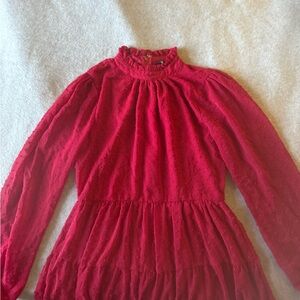 Long sleeve dress, mock neck, dotted